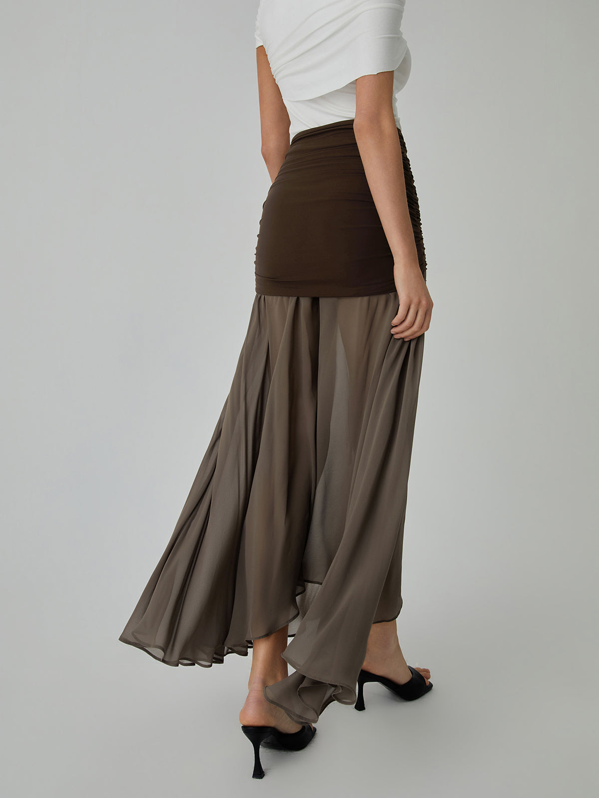 Net Chiffon Stijlvolle Patchwork Maxi Rok