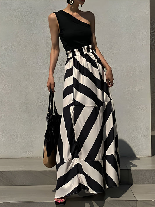 Gestreepte Elegante Lange Rok voor Een Stijlvolle Look