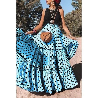 Stijlvolle Bohemian Maxi Rok met Dots - Perfect voor Elke Gelegenheid
