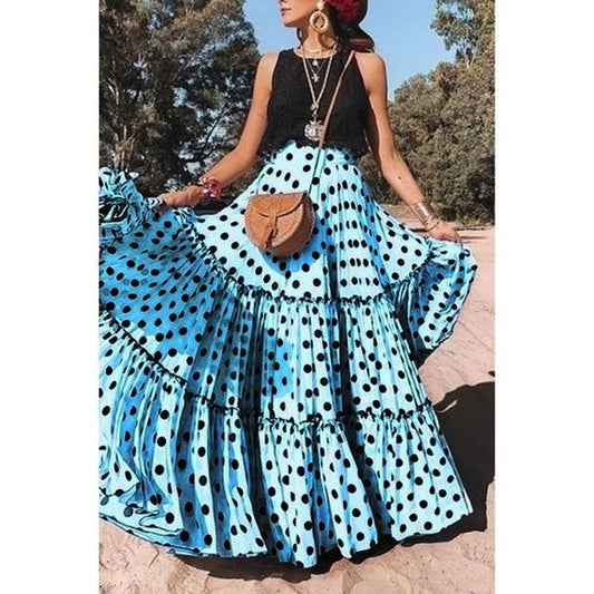 Stijlvolle Bohemian Maxi Rok met Dots - Perfect voor Elke Gelegenheid