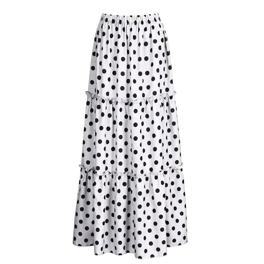 Stijlvolle Bohemian Maxi Rok met Dots - Perfect voor Elke Gelegenheid