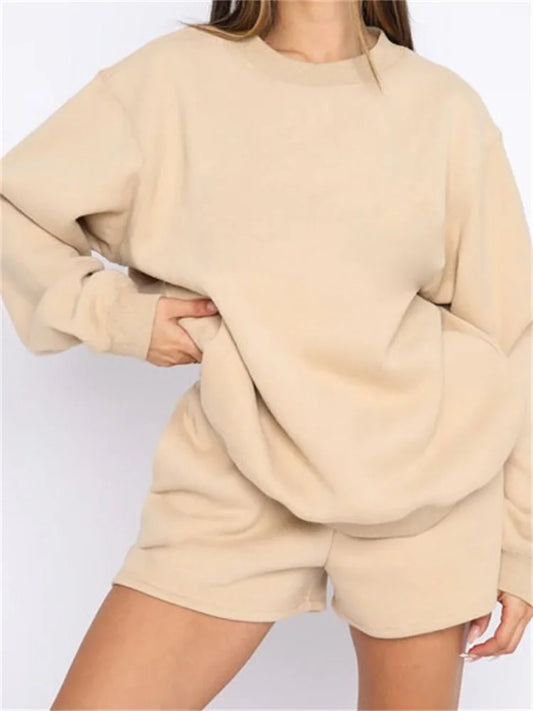 Stijlvolle Sportieve Pullover en Korte Broek Set