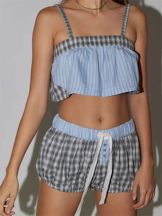 Stijlvolle Loungewear Set met Ruitprint en Short
