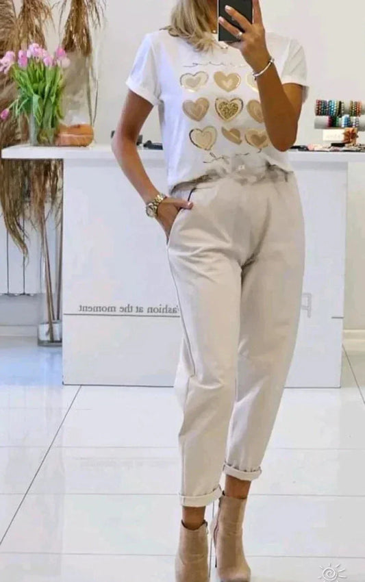 Stijlvolle Casual Beige Broeken voor Vrouwen - Comfort en Elegantie
