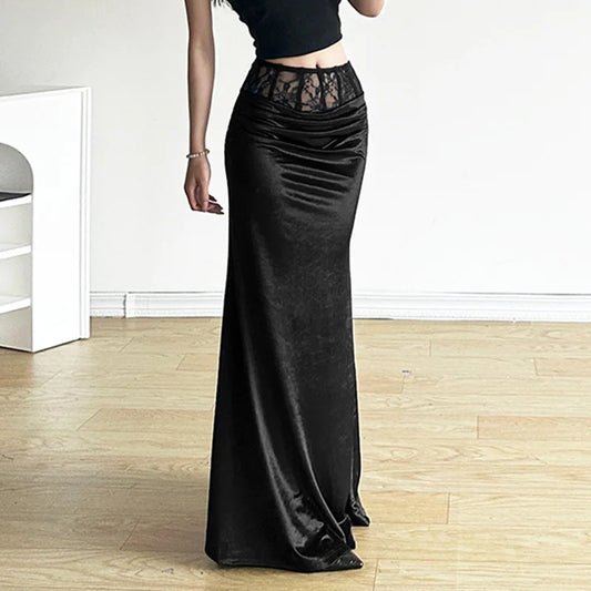 Gothische Lange Rok van Fluweel met Elegante Stijl