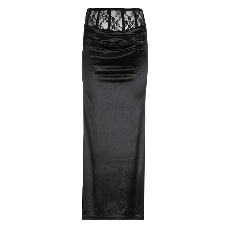Gothische Lange Rok van Fluweel met Elegante Stijl