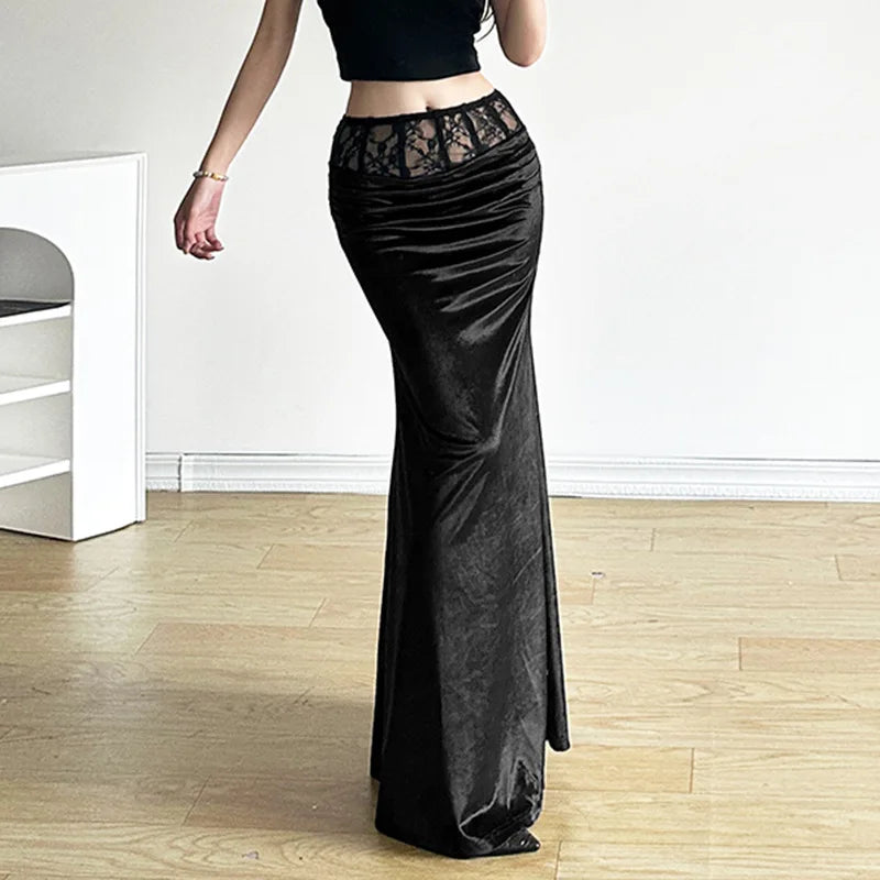 Gothische Lange Rok van Fluweel met Elegante Stijl