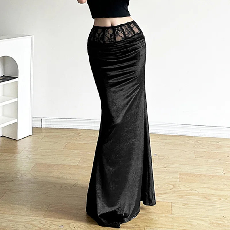 Gothische Lange Rok van Fluweel met Elegante Stijl