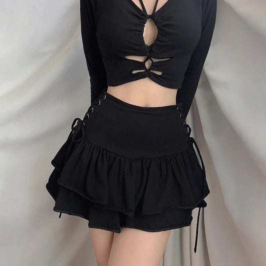 Gothic Schattige Lolita Cake Mini Rok voor Meisjes met Kanten Patroon