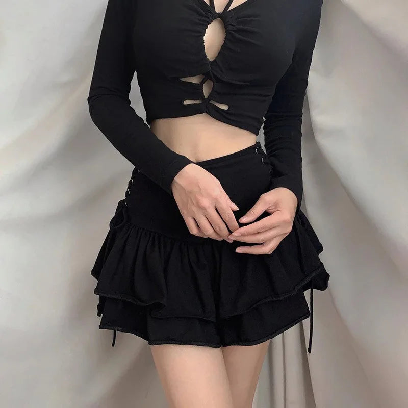 Gothic Schattige Lolita Cake Mini Rok voor Meisjes met Kanten Patroon
