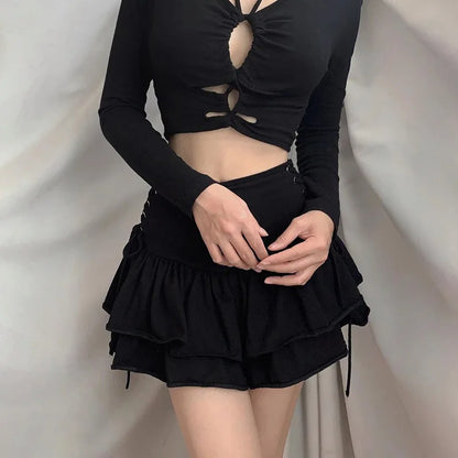 Gothic Schattige Lolita Cake Mini Rok voor Meisjes met Kanten Patroon