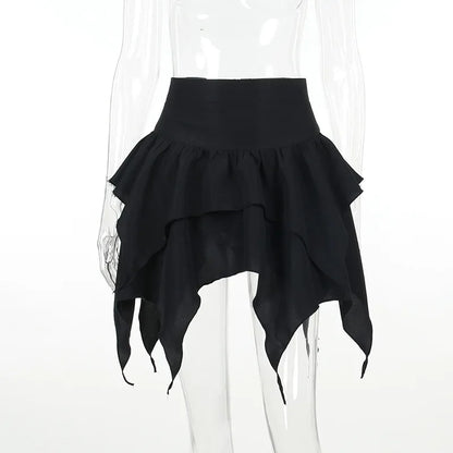 Stijlvolle Mini Rok met Ruche en Effen Kleur