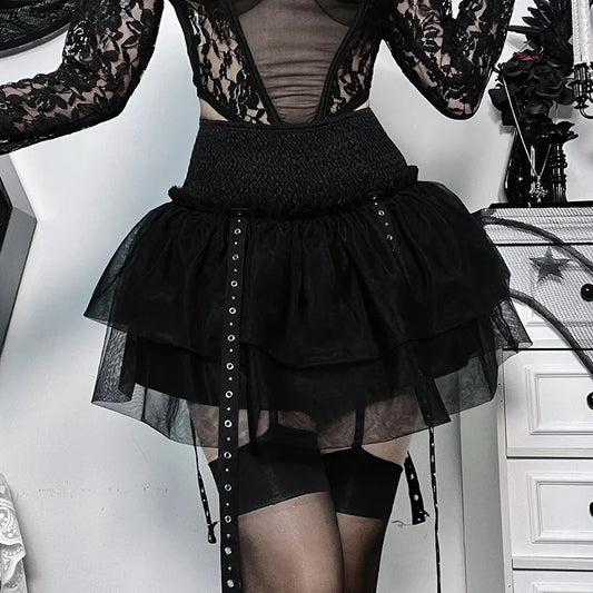 Gothic Gelaagde Retro Tulle Taille Hoge Tutu Rok