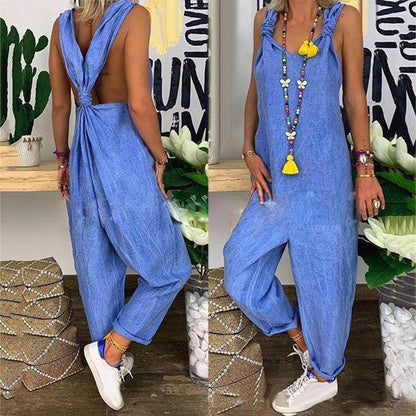 Stijlvolle Rugloze Geknoopte Jumpsuit voor Elke Gelegenheid
