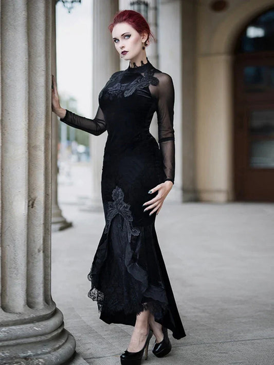Stijlvolle Goth Rok met Vissenstaart en Rimpels