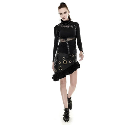 Stijlvolle Vintage Kilt Met Coarse-grain PU Leer