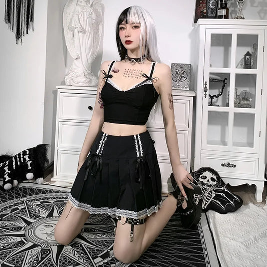 Donkere Wind Bust Lolita Kant Contrast Gothic Rok