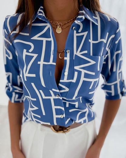 Modieuze Blouse Met Lange Mouwen En Knopenrij