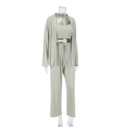 Gehaakt Casual Pyjama Set met Lange Mouwen en Comfortabel