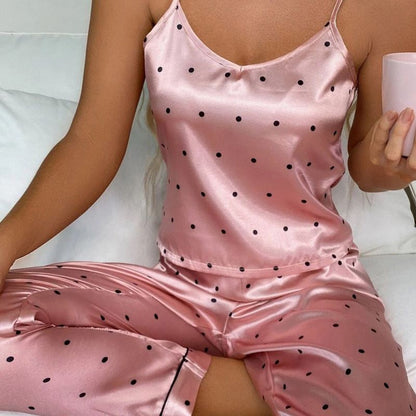 Bloemenprint Mouwloze Tops met Lange Broek Pyjama Set