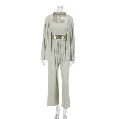 Gehaakt Casual Pyjama Set met Lange Mouwen en Comfortabel