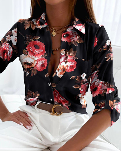 Modieuze Blouse Met Lange Mouwen En Knopenrij