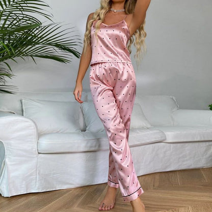 Bloemenprint Mouwloze Tops met Lange Broek Pyjama Set