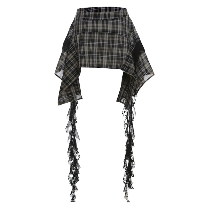 Trendy Vintage Geruite Riem Mini Rok voor Zomer 2024