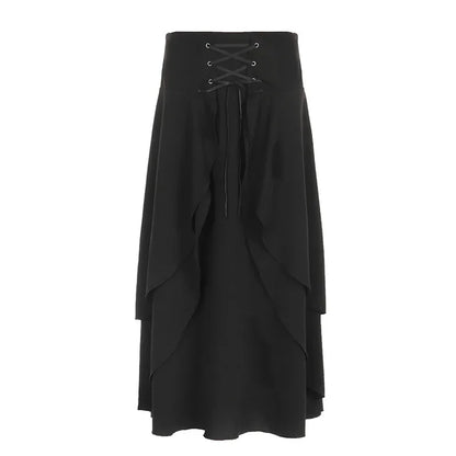 Elegante A-Lijn Rok voor Vrouwen met Hoog Taille en Rimpels