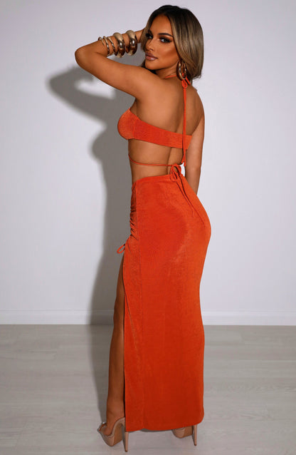 Ariela Maxi Rok - Apricot Met Verstelbare Taille