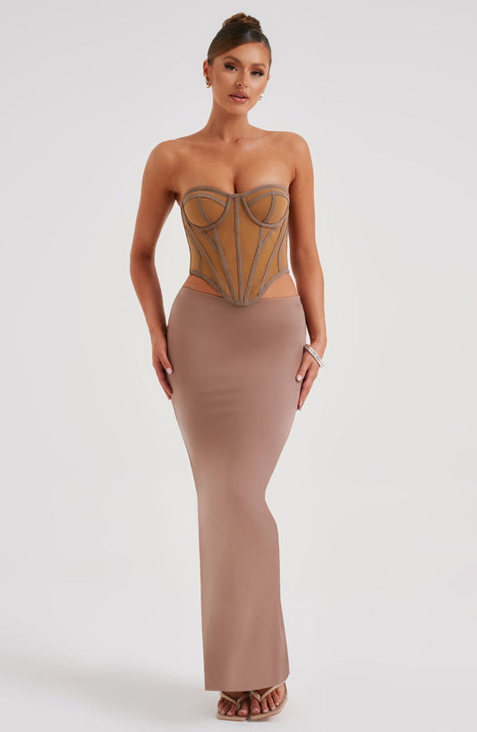 Astrid Maxi Rok - Chocolade, Stijlvol en Comfortabel