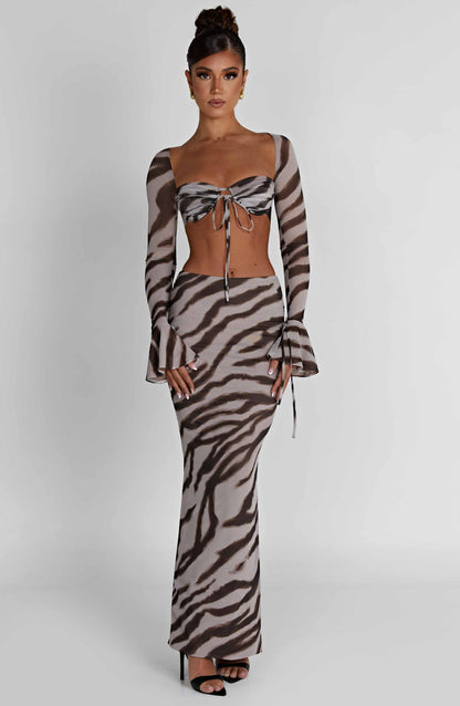 Astrid Maxi Rok Trendy - Stijlvol Zebra Motief