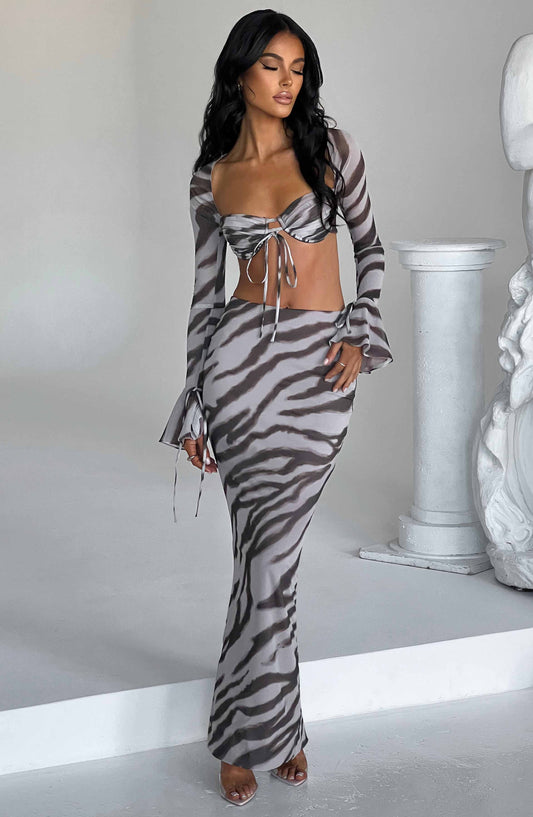 Astrid Maxi Rok Trendy - Stijlvol Zebra Motief