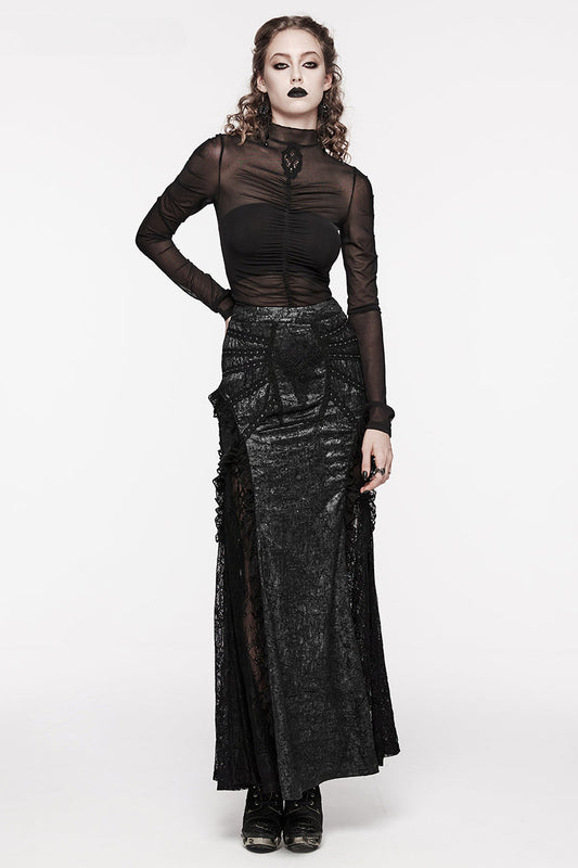 Gothische Sexy Midi Rok met Prachtige Decoratie