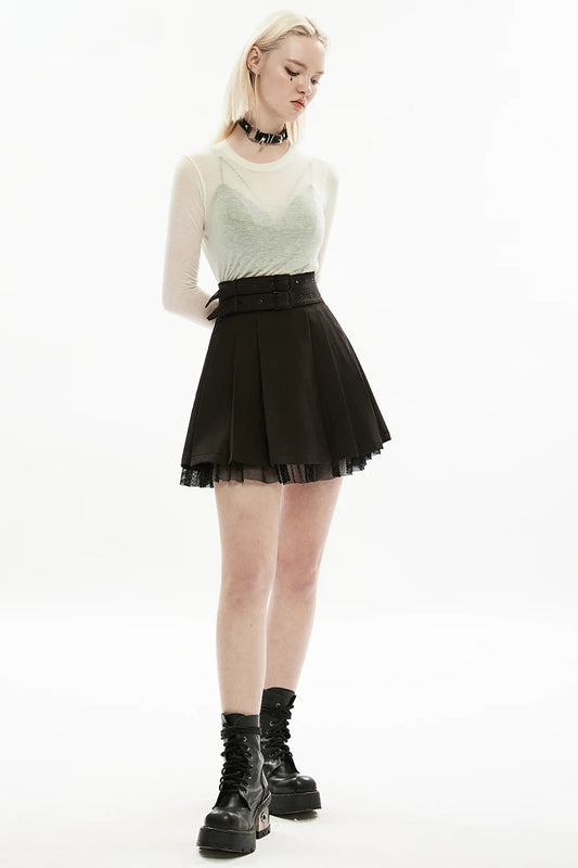 Zwarte Elastische Taille Rok voor Dames met Stijl