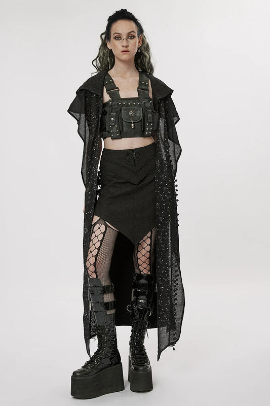 Gothische A-lijn Asymmetrische Lange Rok met Jacquard Stof