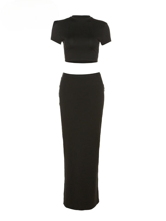 Stijlvolle Dames Set: Effen T-shirt & Heuproek
